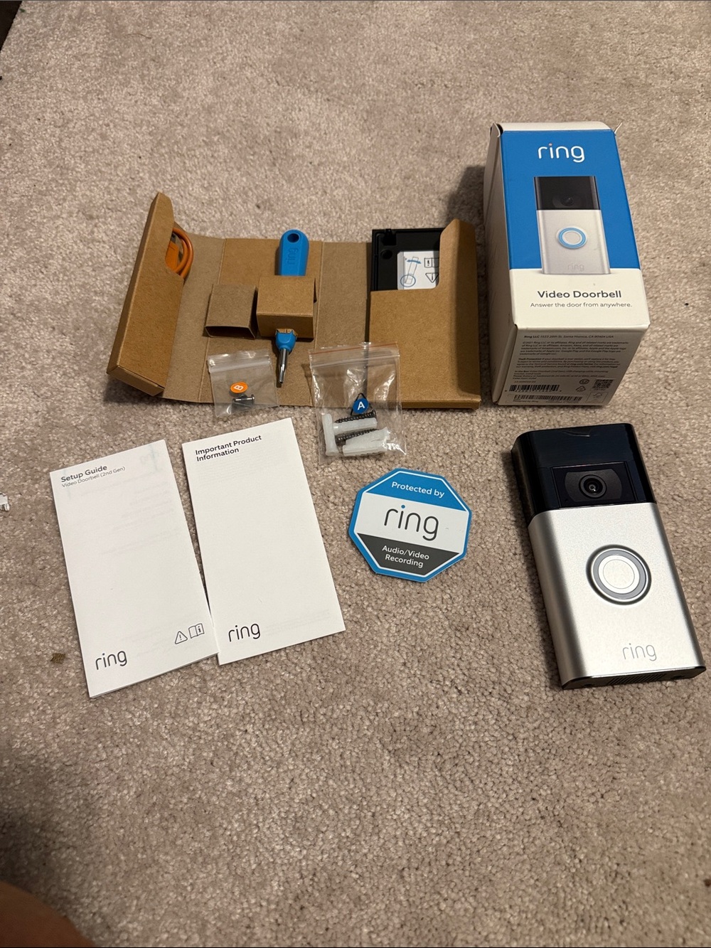 Ring Video Doorbell - Blue and White Packaging 2nd Generation - Picture 8 of 11